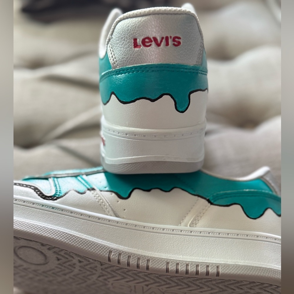 Levi's Teal and White Casual Sneakers.  Brand New; Custom Designed, never worn!